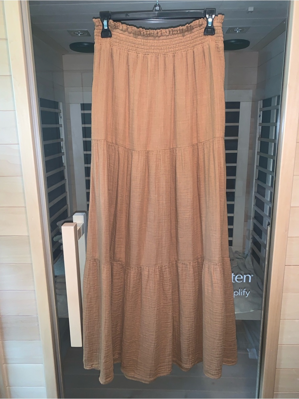 a.n.a Women’s Tiered Maxi Skirt in Camel Tan